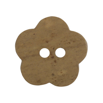 Flower-shaped bamboo button, natural brown, two holes