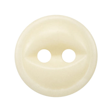 11.5mm ivory two-hole bovine bone button, smooth round front view