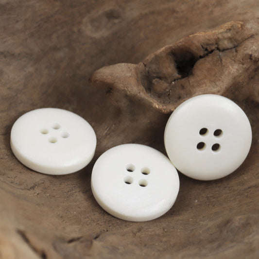 Natural Bowl-Shaped Four-Hole Ivory-Colored Bone Buttons 10pcs