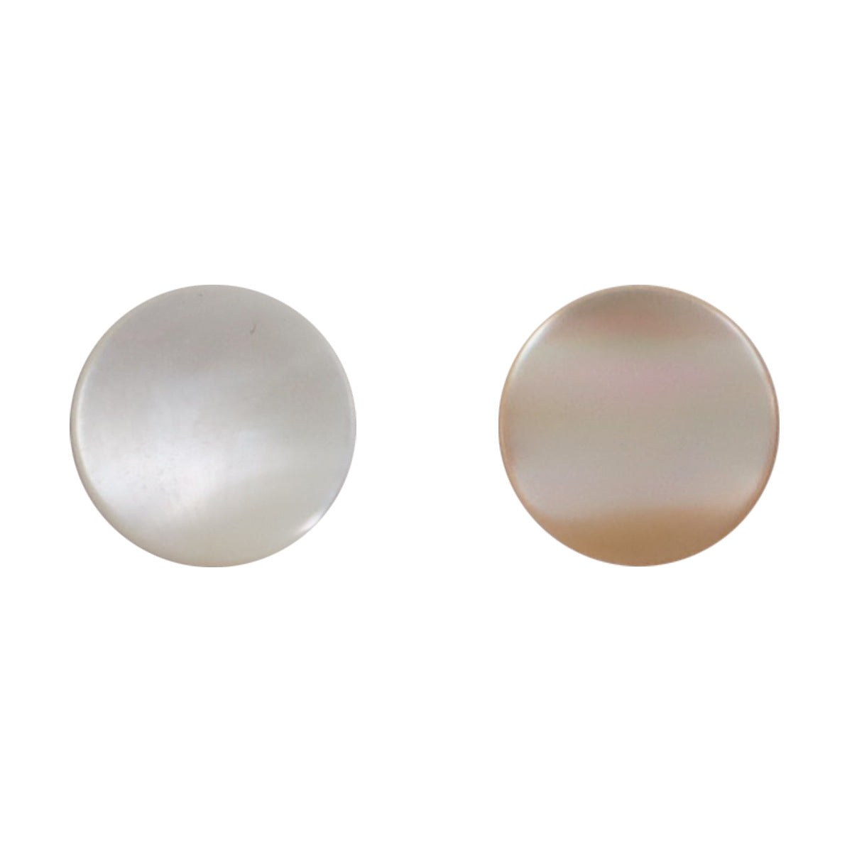 Beige shell button pair with metal shanks, 11.5 mm