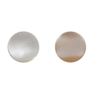 Beige shell button pair with metal shanks, 11.5 mm