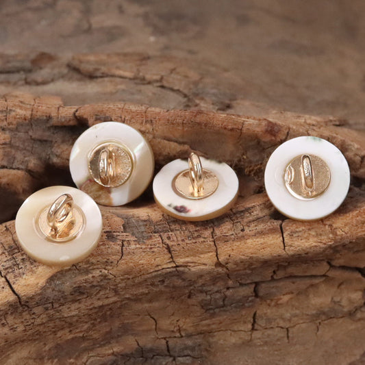11.5mm Beige Shell Buttons with Metal Shanks for Silk Shirts 10pcs