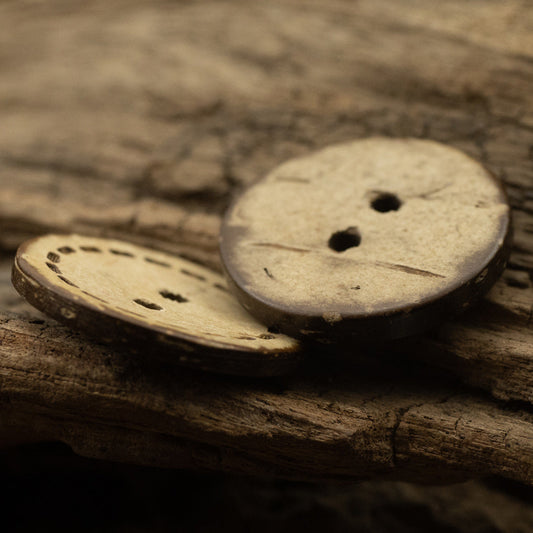 Round Dotted Two-Hole Flat Coconut Shell Buttons 100pcs