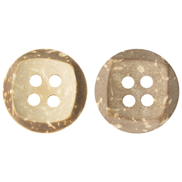Beige & khaki Kokosnussknöpfe, schalenförmig, 4 Löcher