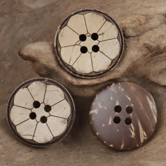 Natural Coconut Shell Ethnic Style Four Hole Buttons 40pcs