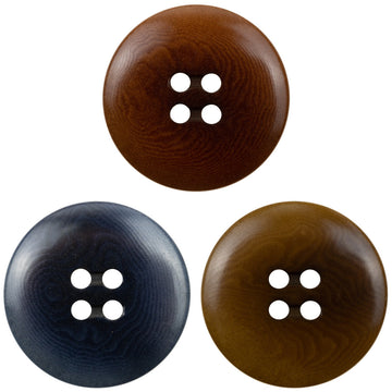 Vintage Knöpfe aus Tagua-Nuss, rund, 4 Löcher, Set mit Deep Blue und Brauntönen