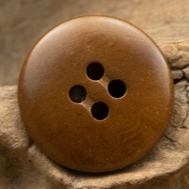 Brauner runder Tagua-Nuss-Knopf mit 4 Löchern, Vintage-Lozenge-Design