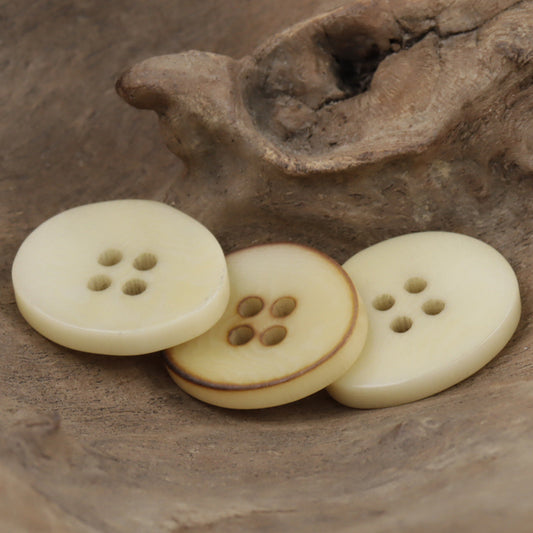 Fire Burned Beige Irregular Bowl Shaped Natural Corozo Buttons,10pcs