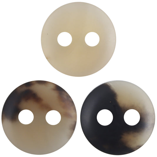 Natural Yellow Cattle Horn Two-Eye Buttons for Suit Sweater Cuffs 2PCS