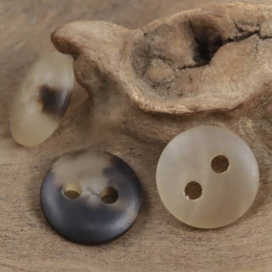 Natural Yellow Cattle Horn Two-Eye Buttons for Suit Sweater Cuffs 2PCS
