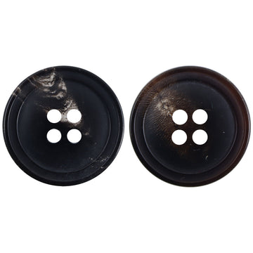Runde Hornknöpfe, schwarz und dunkelbraun, 4-Loch-Design
