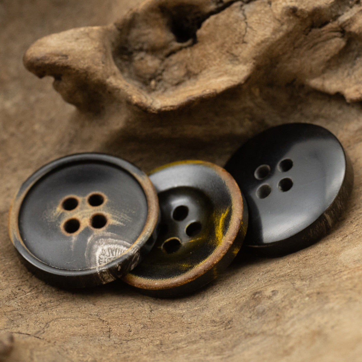 Vintage Burnt Bowl-Shaped Horn Buttons for Suit Vests 10pcs