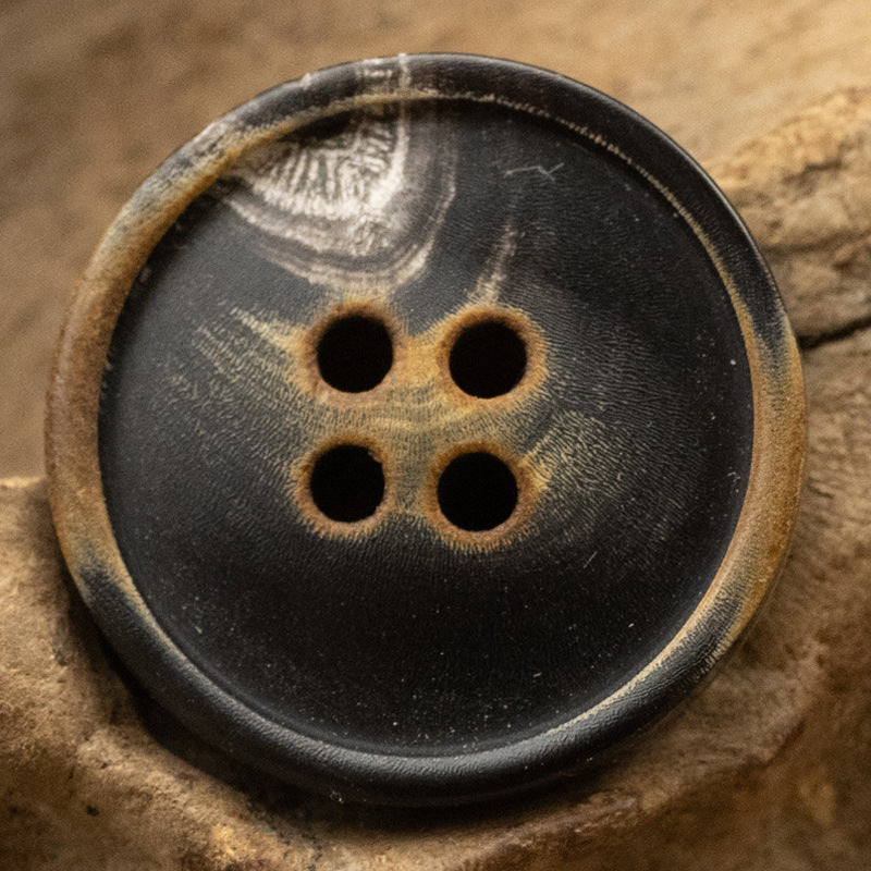 Vintage Burnt Bowl-Shaped Horn Buttons for Suit Vests 10pcs Slim Flat
