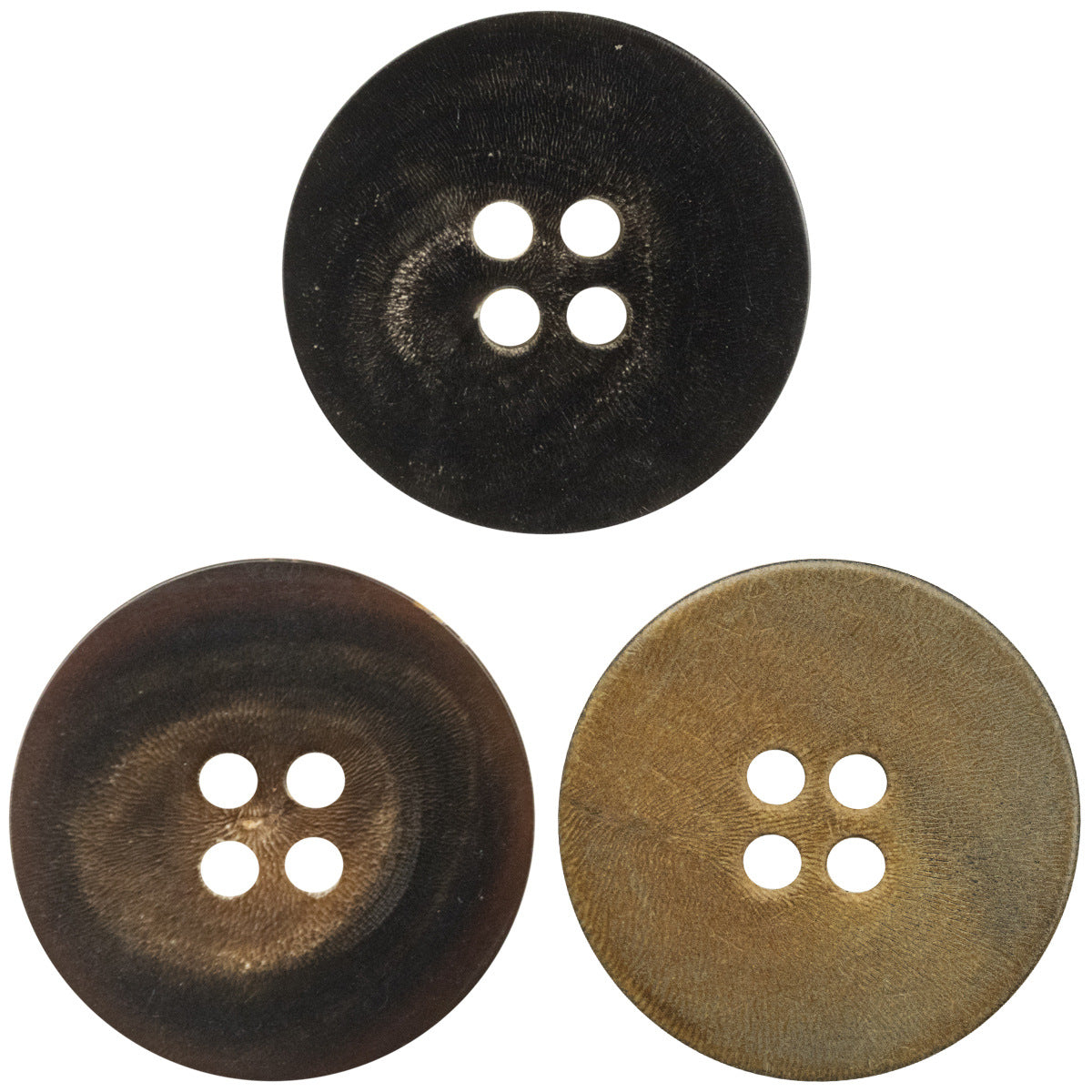 11.5-25mm Double Flat Vintage Black-Brown Horn Buttons 10pcs