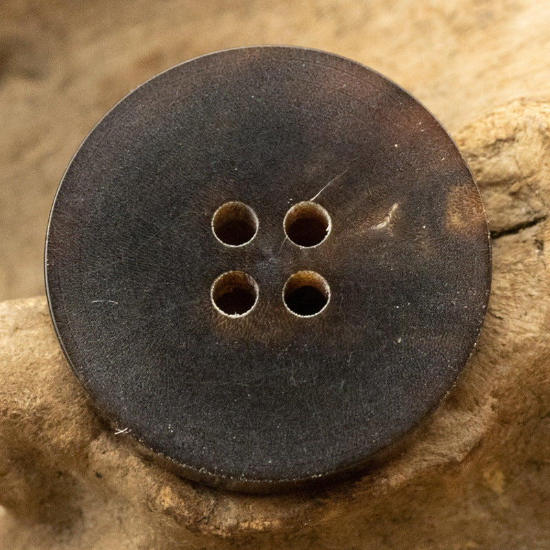 11.5-25mm Double Flat Vintage Black-Brown Horn Buttons 10pcs Coffee