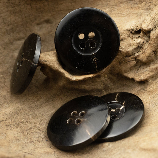 Natural Black Horn 28mm Large Buttons for Thick Woolen Coats 6pcs