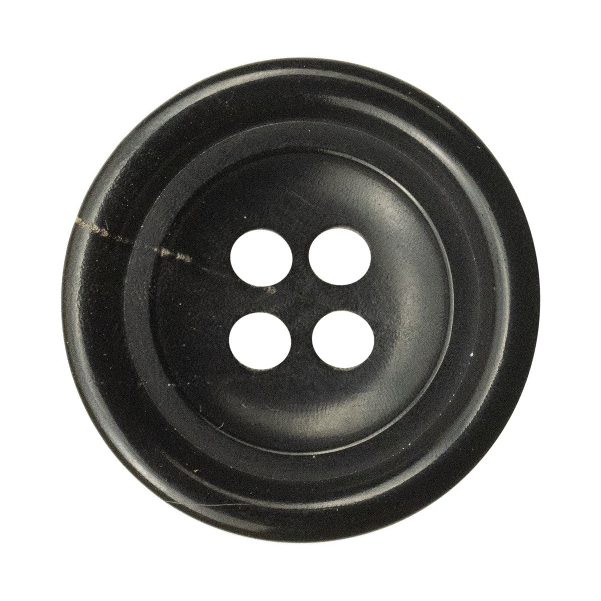 20mm black four-hole horn button, flat front with 4 holes