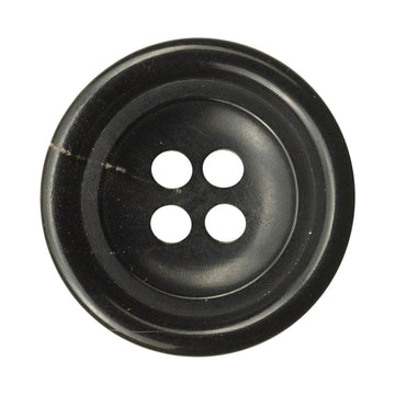 20mm black four-hole horn button, flat front with 4 holes