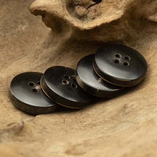 Vintage Burnished Horn 4 Hole Buttons for Motorcycle Leather Jackets 10pcs