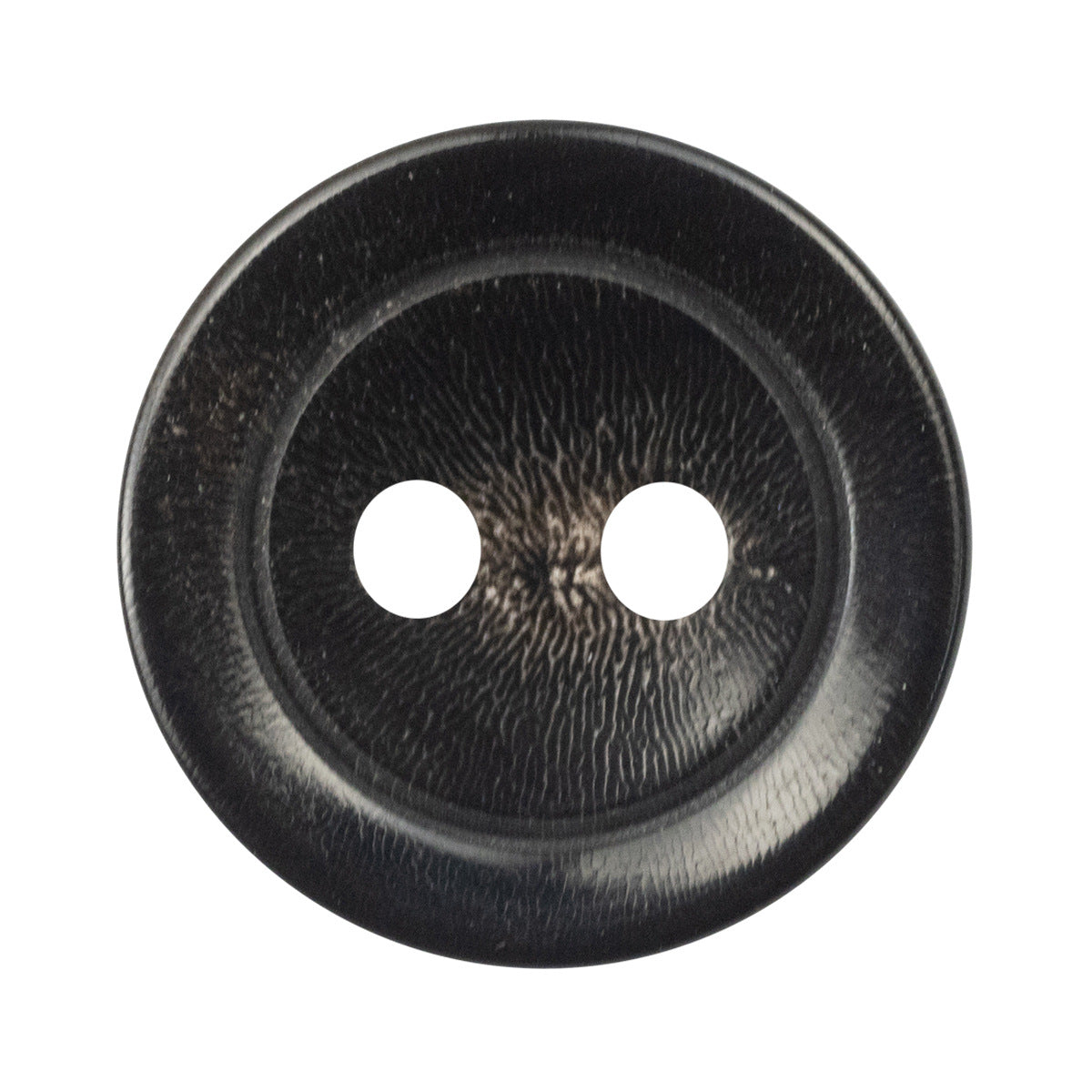 Natural black horn bowl-shaped buttons, 2-hole design (10 pcs)