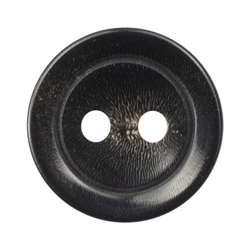 Natural black horn bowl-shaped buttons, 2-hole design (10 pcs)