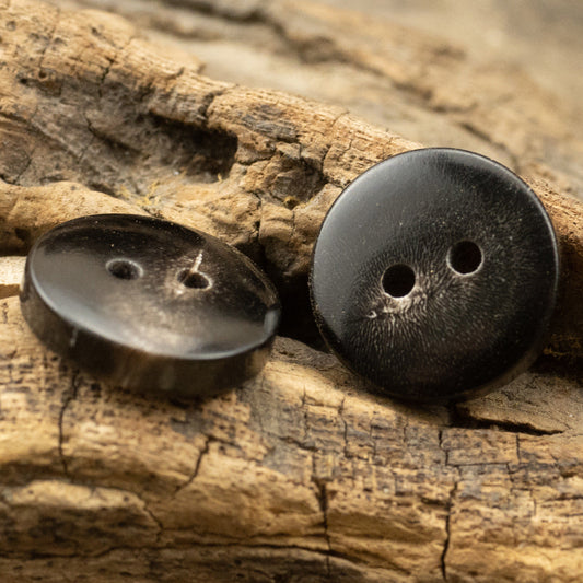 Natural Black Horn Bowl-Shaped 2 Hole Buttons 10pcs