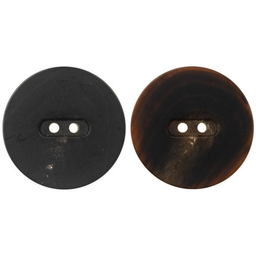 15–28mm matte horn buttons, two-hole, black and brown, 10 pcs set