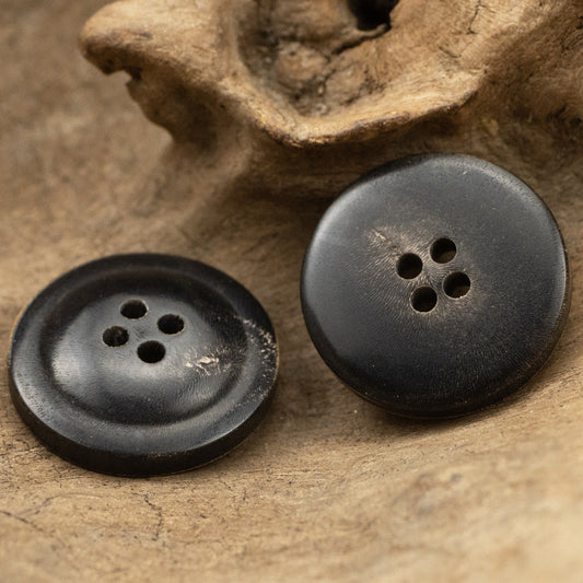 Retro Antiqued Burnt Black Horn Coat Buttons 10pcs