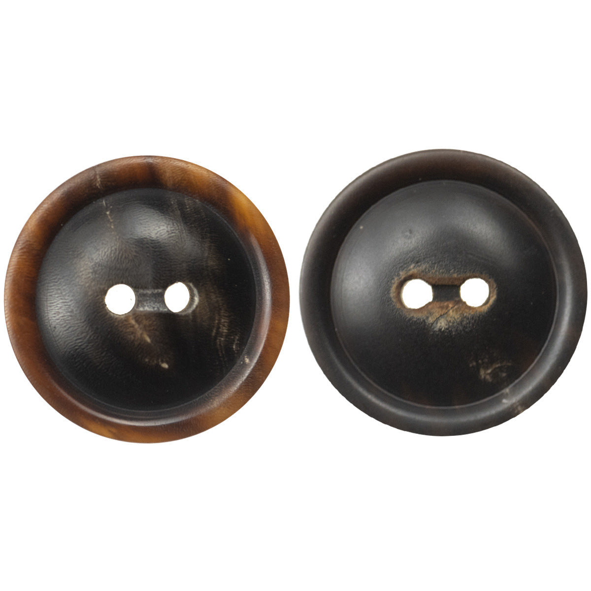 Horn buttons, two-hole design: coffee and black set