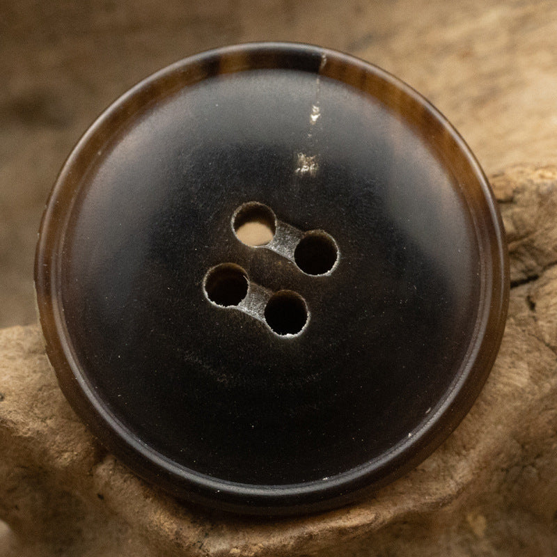 15-25mm Narrow-Edged Black Coffee Horn Buttons 10pcs Coffee