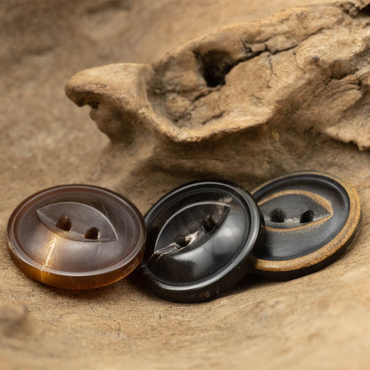 Fire Burned Horn Rustic Clothing Buttons 2 Hole Fish-Eye,10PCS