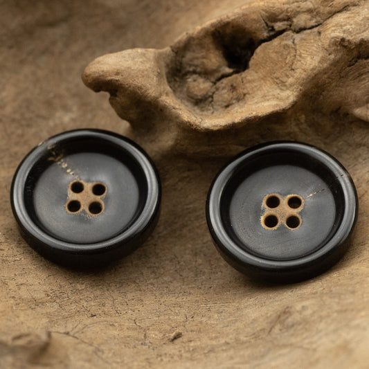 Vintage Burnt Hole Yellowish Horn Buttons for Jackets Uniforms 10pcs