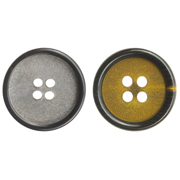 Frosted Silver Gray horn button, 4-hole, dark rim, set of buttons