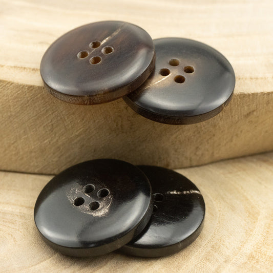 15-25mm Vintage Dark Coffee Black Genuine Horn Buttons 10pcs