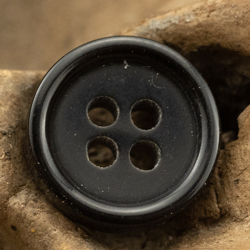 11.5mm Burnt Dark Coffee and Black Horn Buttons for Polo Shirts 10pcs Black