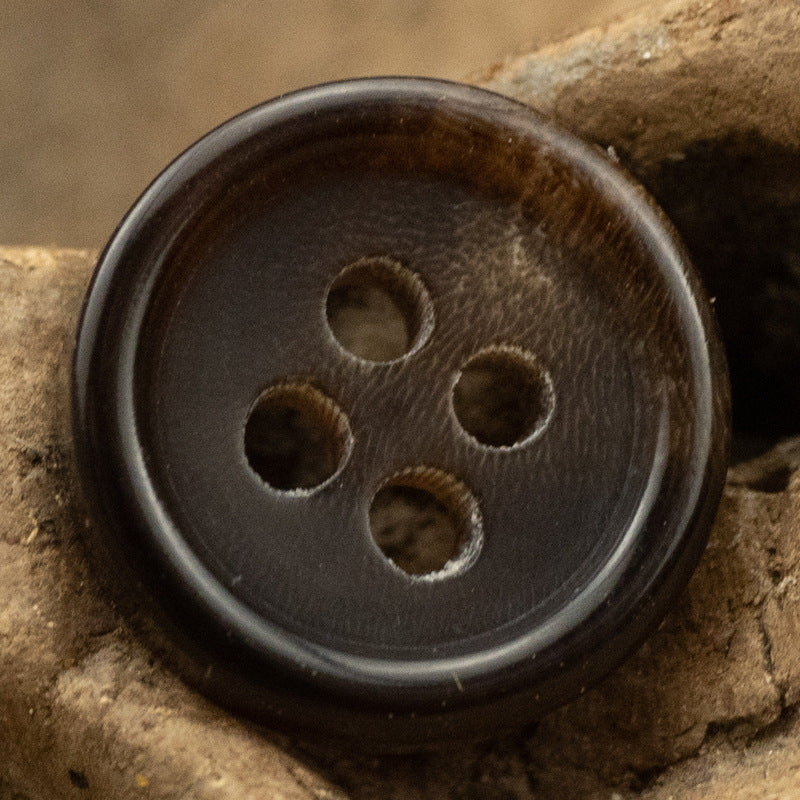 11.5mm Burnt Dark Coffee and Black Horn Buttons for Polo Shirts 10pcs Coffee