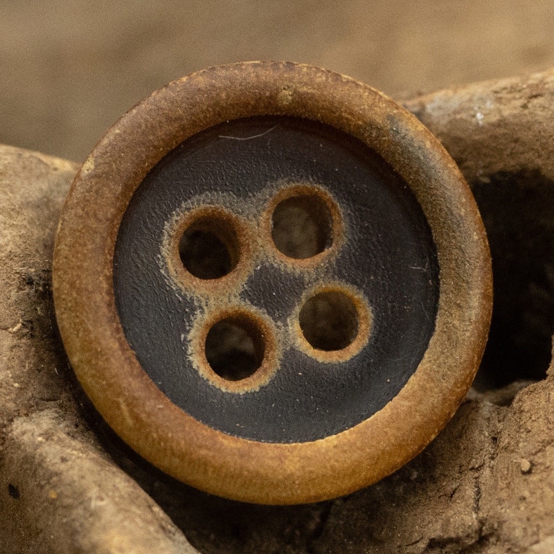 11.5mm Burnt Dark Coffee and Black Horn Buttons for Polo Shirts 10pcs Burnt Coffee