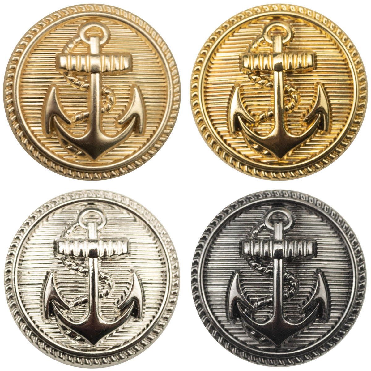 Lot de 10 boutons métal dorés motif ancre