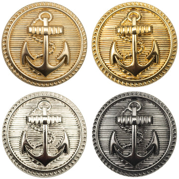 Lot de 10 boutons métal dorés motif ancre