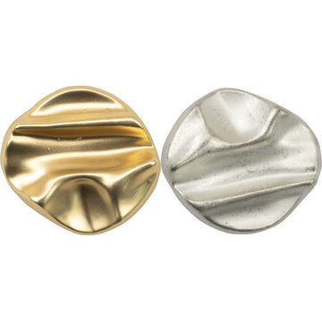 Matte geometric metal shank buttons: gold and silver with diagonal stripe ridges