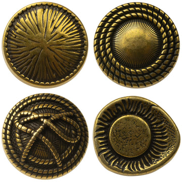 Antik Bronze runder Metallknopf mit Schaft, unregelmäßiges Relief-Sonnenmuster
