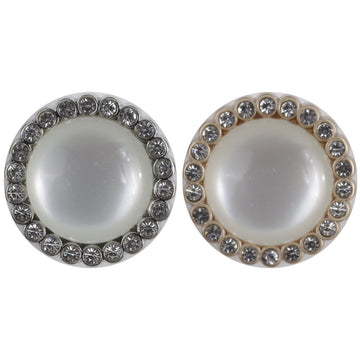 Silver metal button with diamond-edged rhinestones and white center, 10 pcs