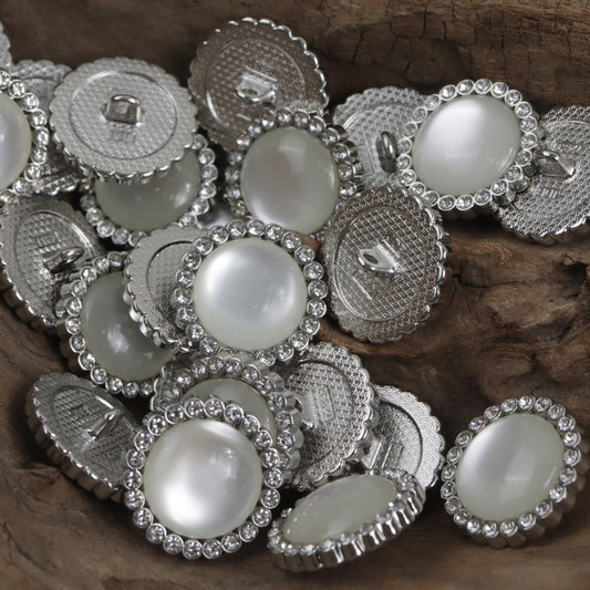 Silver Gold Zinc Alloy Metal Buttons with Diamond-Edged 10pcs Silver