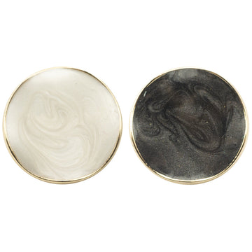 Curved pearl coat buttons with gold edge, white & black, 10pcs set
