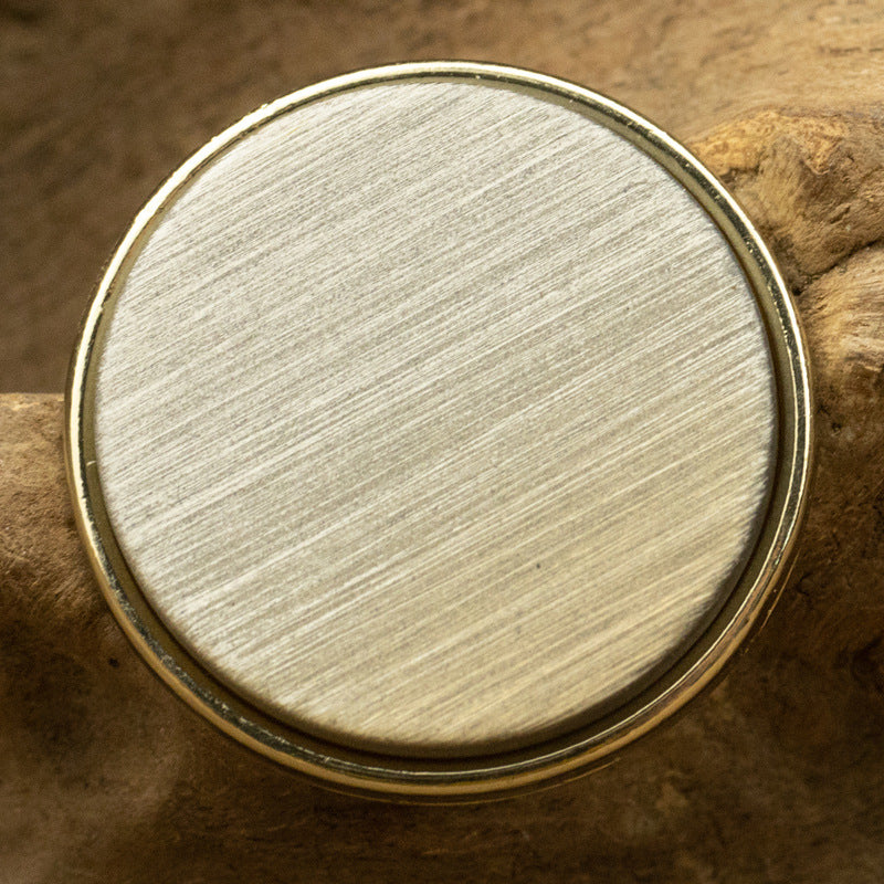 15–25 mm gradient resin metal button, light gray face with gold rim