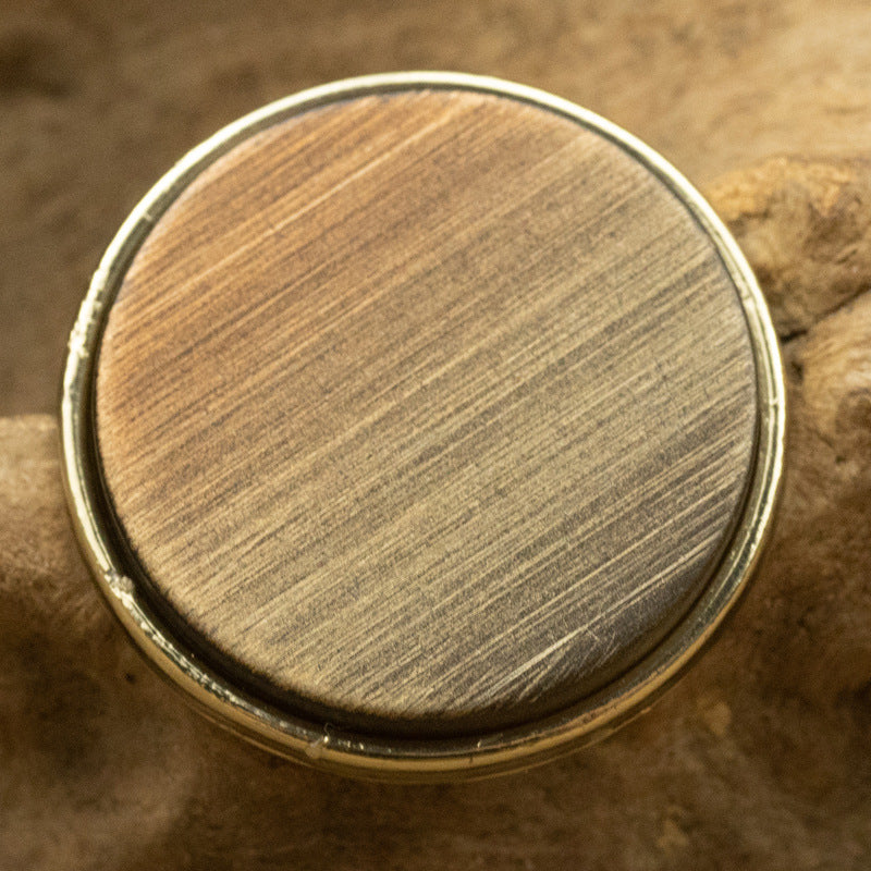 15–25 mm gradient resin metal button, brown/orange face with gold rim