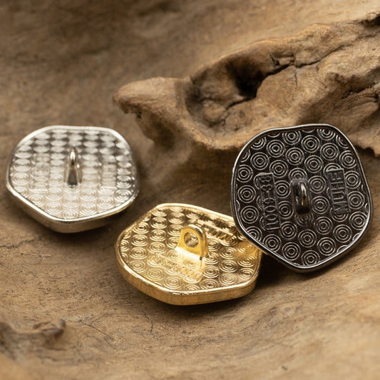 Metal Irregular Polygon Resin and Metal Combination Buttons 6pcs