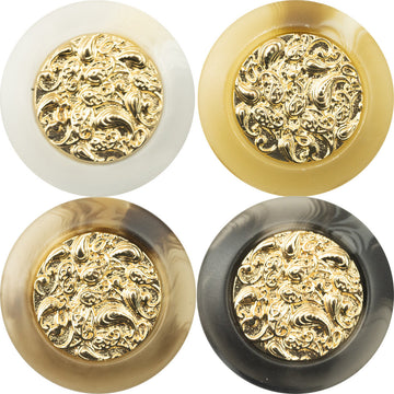 Chinese-style golden cloud resin metal buttons, white/black/light khaki/deep khaki (set of 10)