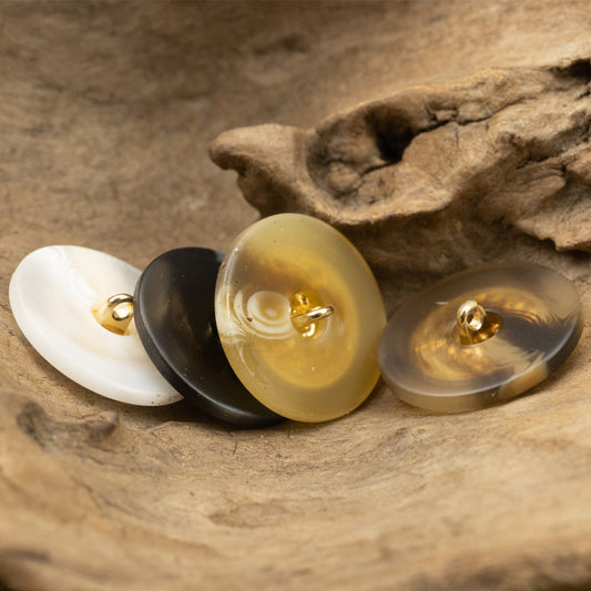 Chinese Style Golden Auspicious Cloud Resin Metal Combination Buttons 10pcs