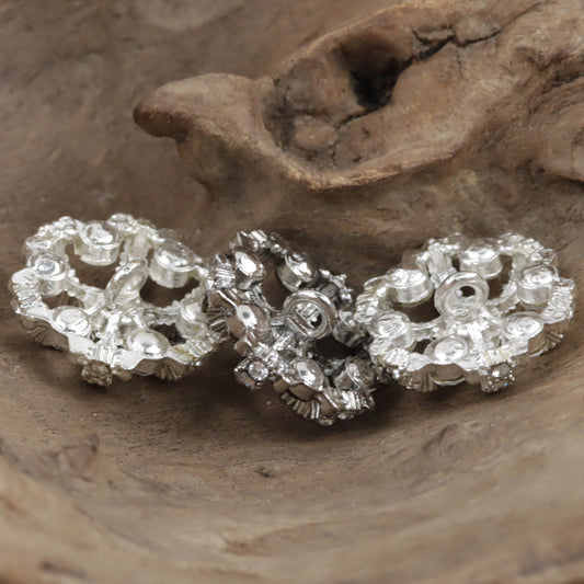 Irregular Snowflake Inlaid with Rhinestones Hollow Metal Button 10pcs